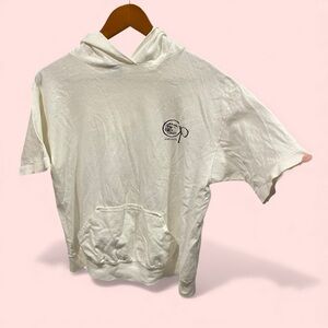 Vintage 1983 OP cotton hooded sailboat graphic logo t-shirt distressed thrashed